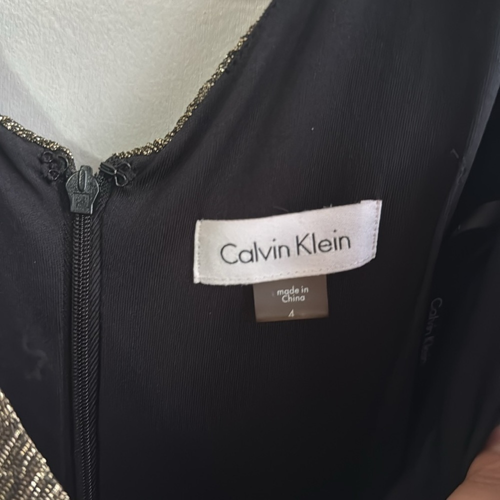Calvin Klein women’s gold/black shimmer dress size 4 - Picture 3 of 5